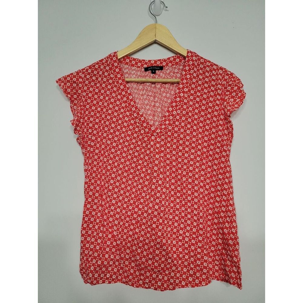 Anne Carson Baby Doll Orange Geometric Top Size‎ Medium